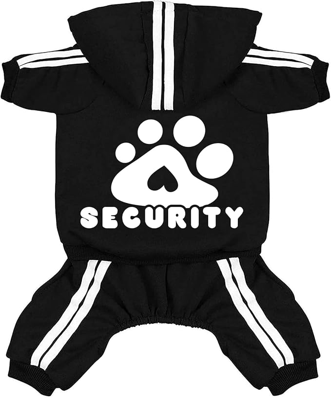 Dog Hoodie Security Clothes 4 Legs Jumpsuit Sweatshirt Hoodies Soft & Warm Dog Outfit Pullover Dog Winter Clothes Sweater for Small Medium Large Dogs Cats (Black, XX-Small)