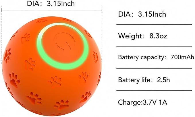 Interactive Dog toys, Smart Dog ball, E-TPU Material Automatic Moving, Bouncing, Vibrating ball Durable Duraspin Design for Aggressive Chewers.Keeps Dogs Busy and Entertained.Suitable for all dogs
