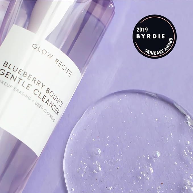 Glow Recipe Blueberry Bounce Exfoliating Face Wash - Foaming Facial Cleanser, Makeup Remover & Clarifying Mask - Hydrating Hyaluronic Acid & Gentle AHA for Sensitive Skin - Korean Skincare, 160ml