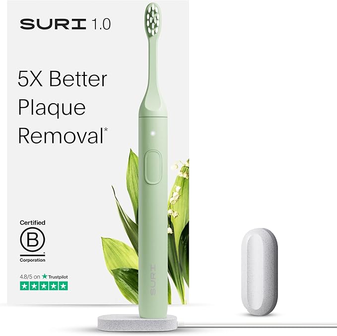 SURI 1.0 Sonic Electric Toothbrush | 1 Month+ Battery | Designed in California | Electric Toothbrush for Adults | Travel Toothbrushes | Tooth Brush | Green