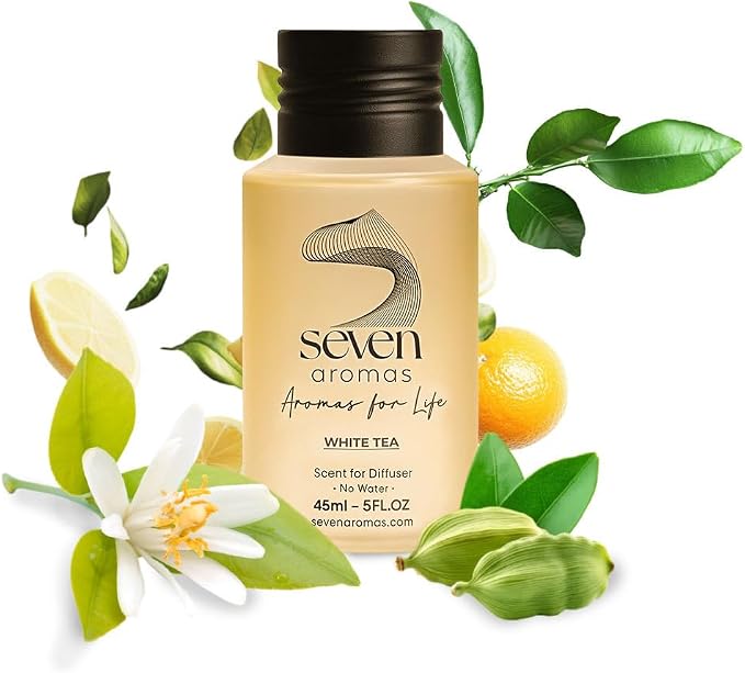 SevenAromas White Tea | 45ml 1.5oz Hotel Scent Diffuser Oil | Citrus Woody | Orange Blossom, Tea & Amber | Luxury Home Aromatherapy
