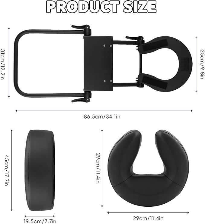 TOROKOM Adjustable Headrest Face Pillow Cradle, Massage Home Mattress Top Massage Kit Face Pillow Cradle & Face Cushion Support Bracket（Black）