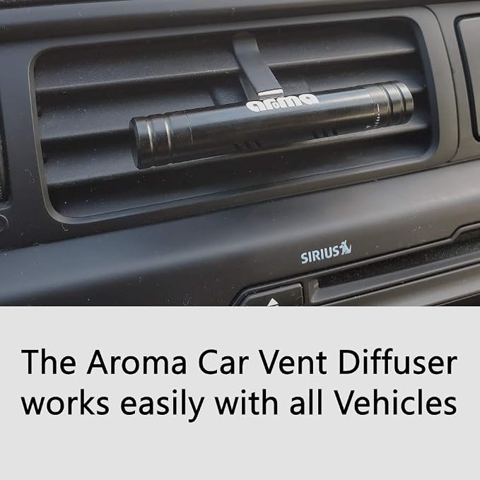 Our Aroma Cylindrical Car Diffuser Vent Clip for Essential Oil Aromatherapy or Car Fragrance Diffuser with Fragrance Oils - 2 Aluminum Diffuser & 10 Unscented Refill Sticks