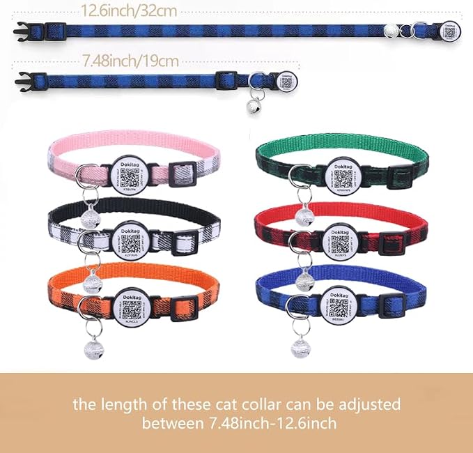 3pack Cat Collar Breakaway with QR Code Name Tag,Pet ID Tag,Collar with Bells,Online Profile-Scan QR Receive Instant Pet Location Alert Email (Pink & Black & Orange)