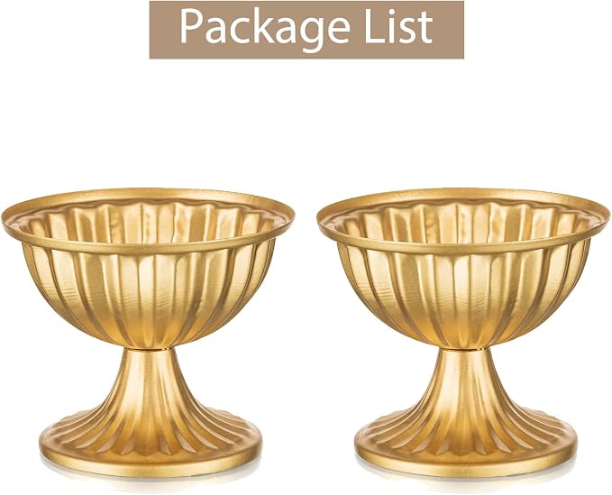 Sziqiqi Mini Gold Flower Arrangement Pots for Centerpiece Table Decorations Metal Vase Urn Planter Decor for Home Wedding Party Christmas (3.7IN-2PCS, Gold)