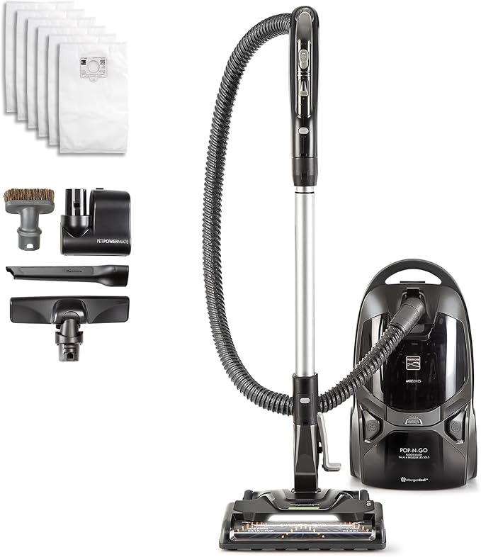 Kenmore 600 Series Bagged Canister Vacuum with Hair Eliminator Brushroll | Pet Friendly, POP-N-GO, Pet PowerMate, HEPA Filter, Performance Indicator, Extended Reach, Auto Cord Rewind - BC4039