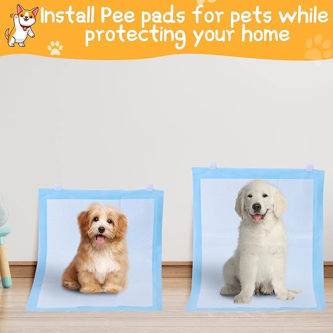 Yalikop 12 Pcs Wall Pee Pad Holder Dog Potty Training Pad Sticky Wall Clip Transparent Adhesive Clips with 6 Pcs Strong Adhesive for Dog Housebreaking Supplies(White)