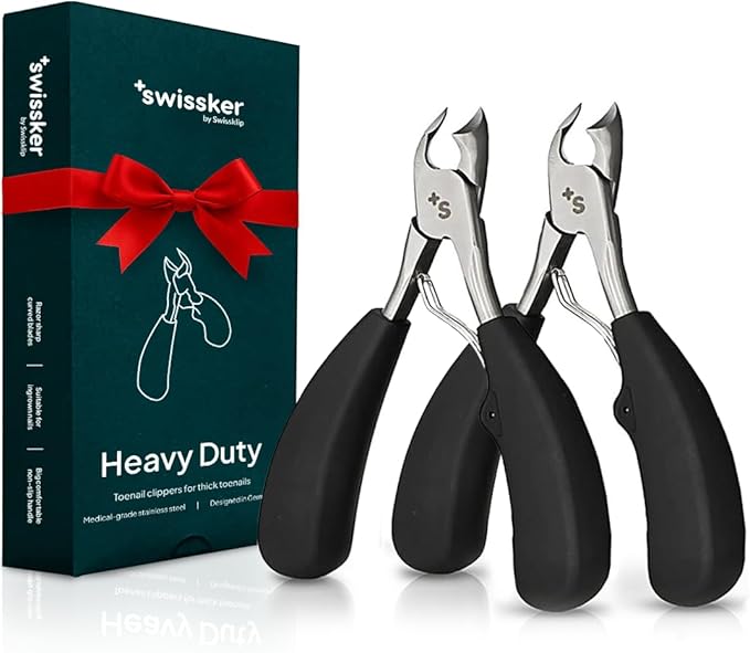 Swissker by Swissklip Heavy Duty Toenail Clippers for Men and Women – Professional Ergonomic Large Toe Nail Cutter & Trimmer for Thick Nails Seniors, Long Handle Toe Nail Clipper – 2 Pack