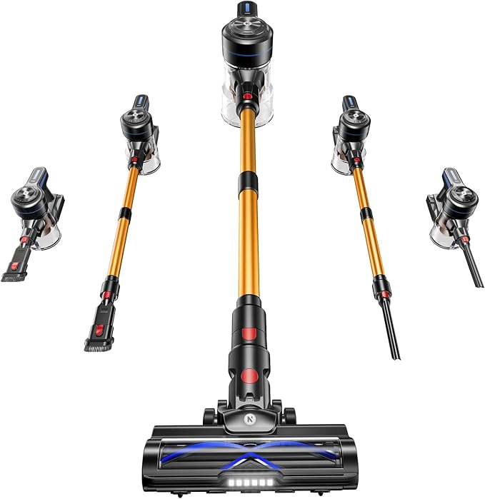 NADALY Cordless Vacuum Cleaner, 580W 50KPa Self-Standing Stick Vacuum with 65-Min Runtime, Anti-Tangle Brush, 1.8L Large Dust Cup, Lightweight Vacuum Cleaners for Home Hardwood Floor Carpet Pet Hair