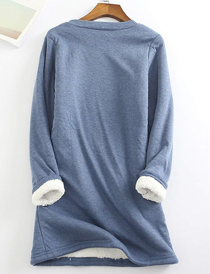 Yeokou Women Warm Sherpa Lined Fleece Crewneck Sport Sweatshirt Pullover Loungewear