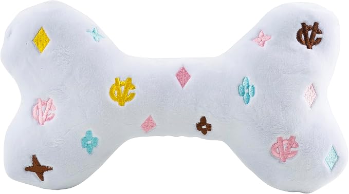 Haute Diggity Dog Chewy Vuiton Bone Plush Dog Toy, Designer Parody Toy