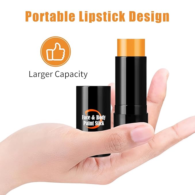 Pumpkin Orange Face Body Paint Stick, Cream Blendable Face Paint,Orange Eye Black Baseball/Softball, Face Painting for Halloween Pumpkin Special Effects SFX Cosplay Makeup