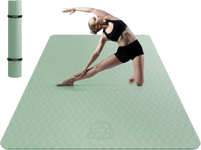 HAPBEAR Extra Large Yoga Mat - 72"x48"x6mm (1/4 inch), Non-Slip, Durable, Thick Wide Exercise Mat for Home Workouts, Yoga, Pilates, Stretching and Cardio Workouts