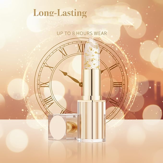 Color-Changing Lipstick, Gold Crystal pH Color-Changing Lipstick, Long-Lasting Hydration, Suitable for All Skin Types (4pcs)