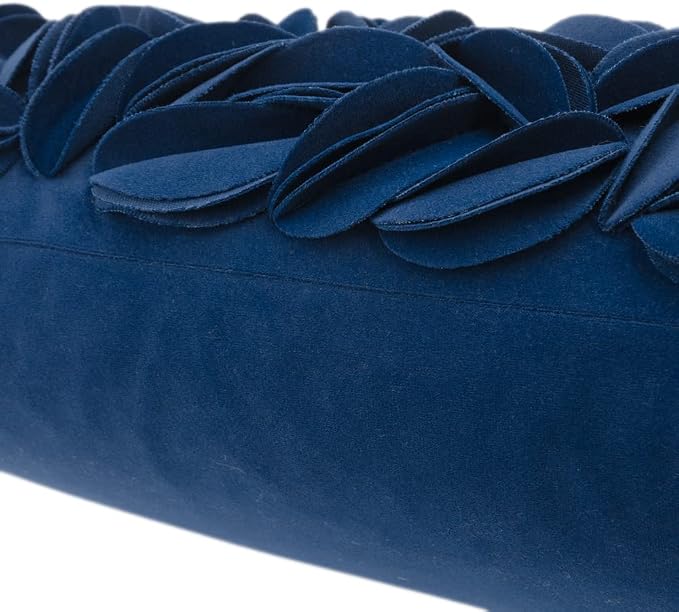 KINGROSE Handmade 3D Flower Accent Throw Pillow Cover Home Decorative Pillow Case Soft Rectangle Cushion Cover for Sofa Living Room Bed Sofa Couch 12 x 20 Inches Velvet Navy Blue