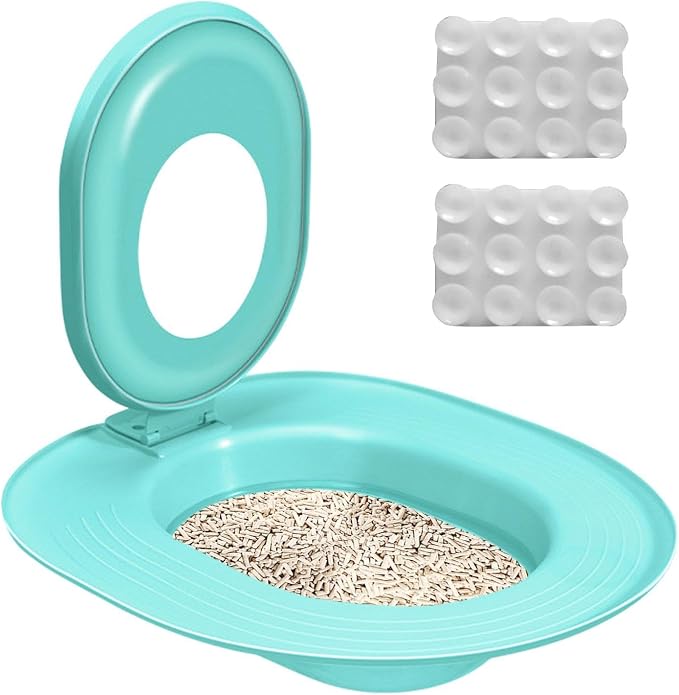 Cat Toilet Trainer - 15.35 Inches PPCat Litter Tray | Suction Cup Fixation Pad,| Bathroom Training Tool | for Kitten, Adult Feline, Home Hygiene, Waste Reduction, and Daily Pet Use