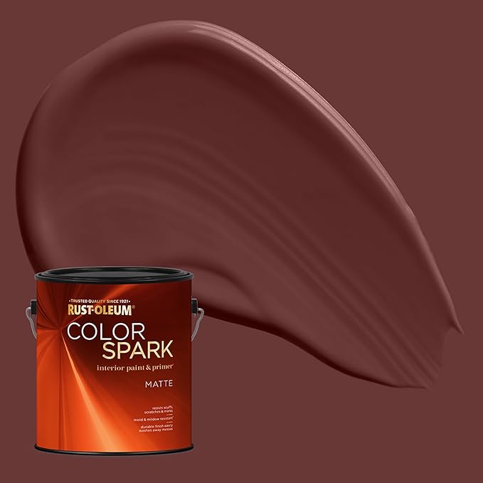 Rust-Oleum Color Spark Interior Paint and Primer in One, Matte, Chocolate Cherry, 1 Gallon