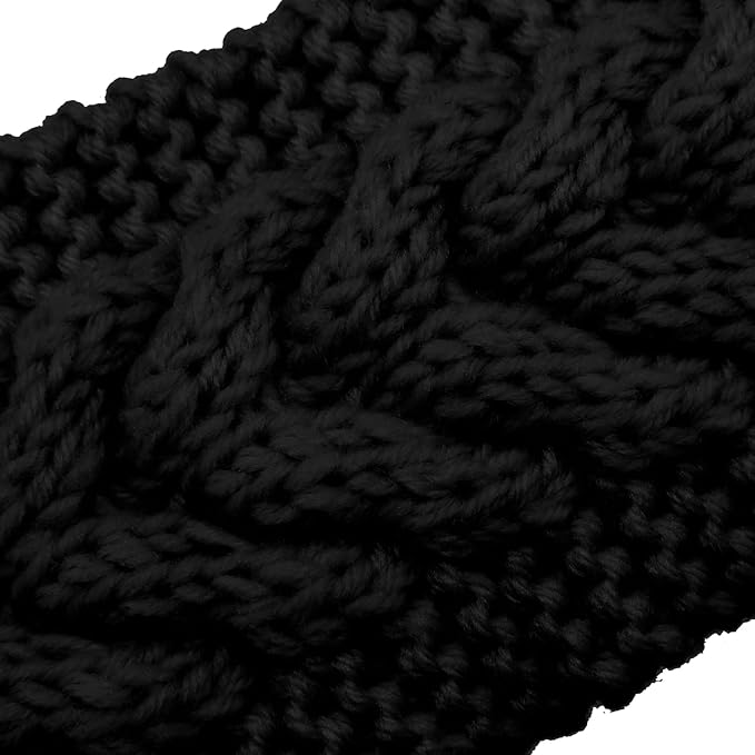 4 Pieces Winter Ear Warmers Headbands Women Warm Knitted Headband Braided Crochet Head Wraps for Girl (Black)