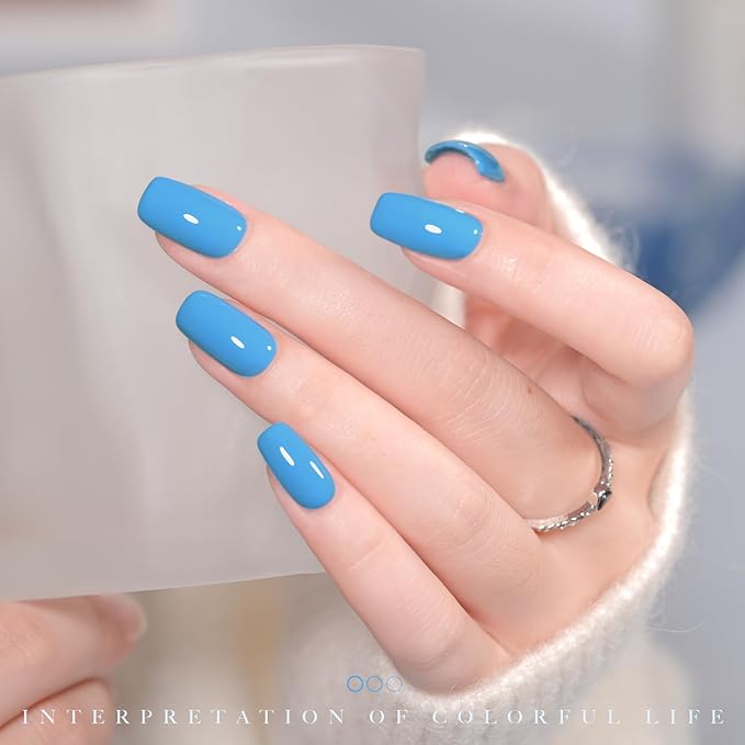 GAOY Blue Gel Nail Polish, 16ml Soak Off Gel Polish, UV Light Cure for Nail Art DIY Manicure at Home, 2453 Celestial Blue
