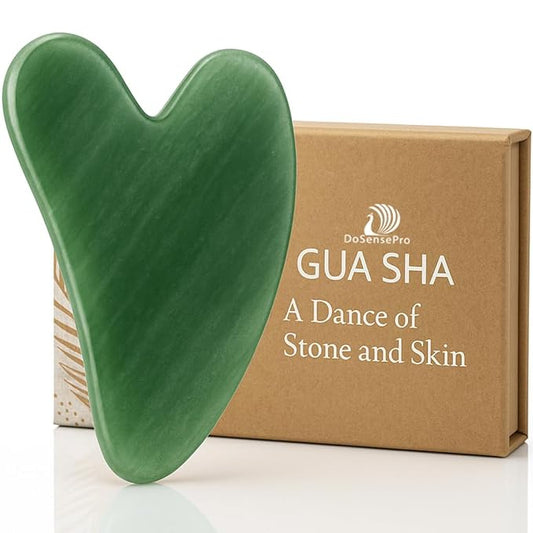 DoSensePro Jade Gua Sha Facial Tool - 100% Natural Xiuyan Jade Authentic Stone for Face Sculpting, Puffiness Relief, Lymphatic Drainage & Skin Glow