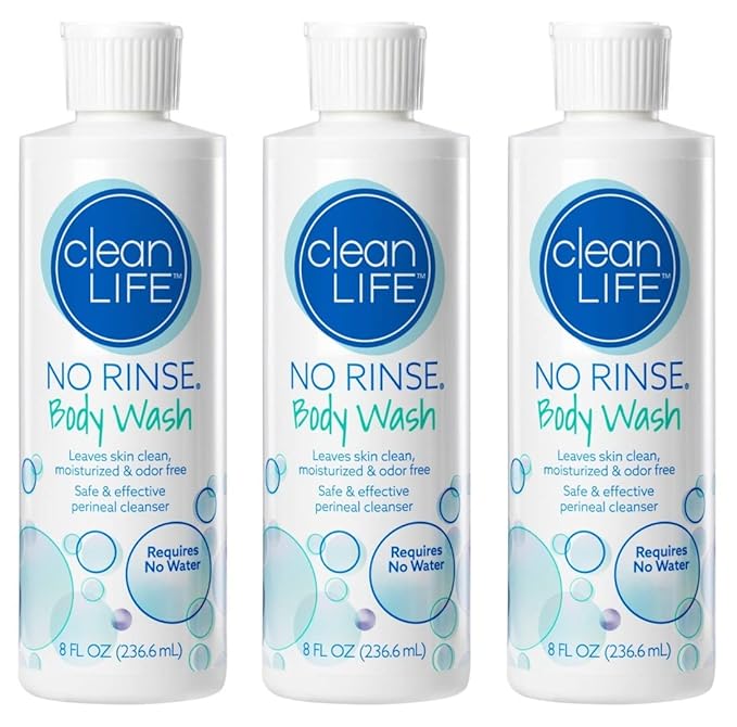 No-Rinse Body Wash, 8 fl oz - Leaves Skin Clean, Moisturized and Odor-Free, Rinse-Free Formula (Pack of 3)