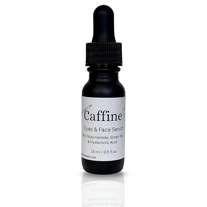 Daily Brightening Caffeine Eye & Face Serum with Niacinamide, Green Tea Extract, Aloe Vera & Hyaluronic Acid for Puffiness, Dark Circles, Pigmentation & Tired Eyes