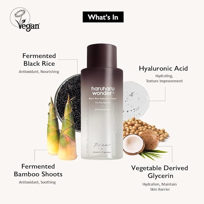 haruharu Wonder Black Rice Probiotics Barrier Essence & Black Rice Hyaluronic Toner for Sensitive Skin Set