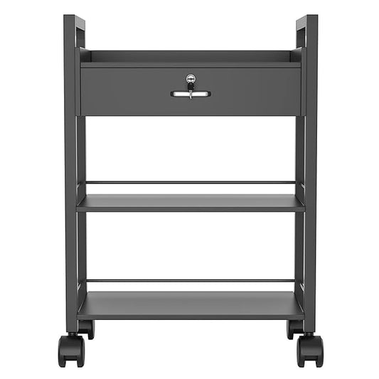 Salon Beauty Cabinet Cart Trolley 2-Layer Rolling Storage Drawer Organizer Wheels Lockable Tool Salon Station Barber Stylist Equipment Makeup Spa Cart (Black-3 Layer)