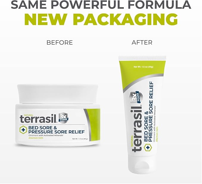 terrasil Bed Sores Treatment Cream & Pressure Sores Cream – Natural Ingredients for Healing of Bedsores, Ulcers & Wounds, Fast Soothing Relief (1.5 oz) – Packaging May Vary