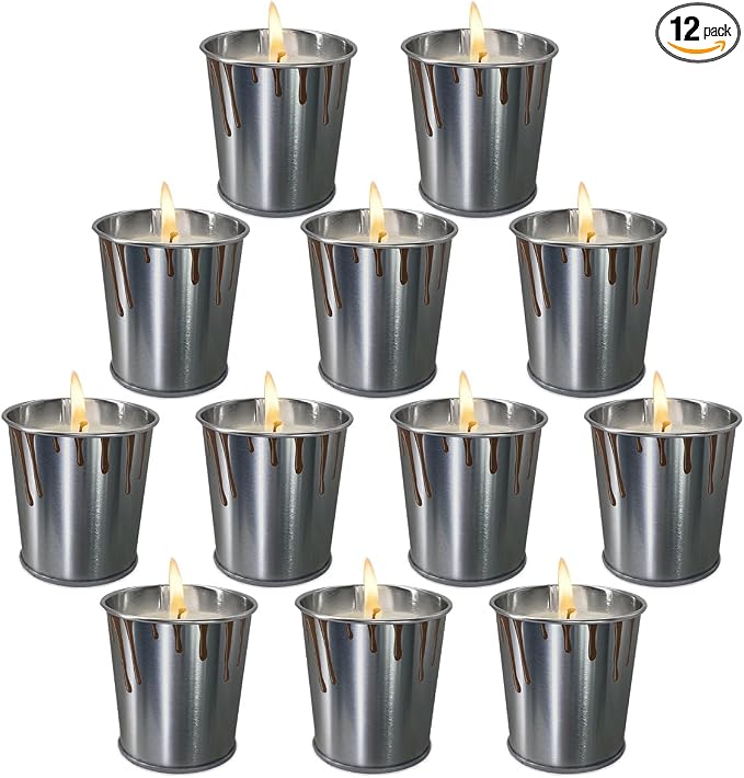 Summer Outdoor citronella Candles Made of Pure Lemongrass Essential Oil and Natural Soy Wax, Long-Lasting Burning, Indoor Bedroom, Kitchen, Garden, Terrace, Balcony, Camping (12 Packs)