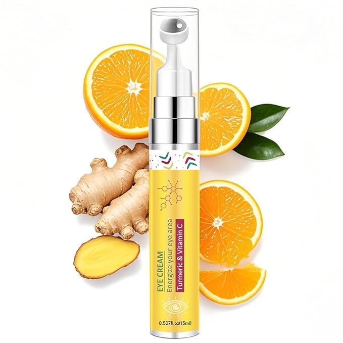Turmeric Vitamin C Eye Cream, Eye Roller Under Eye Cream for Dark Circles & Puffiness, Anti-Aging Eye Roll On Treatment to Smooth Wrinkles, Fine Lines & Firm Skin for Men & Women, 15ml