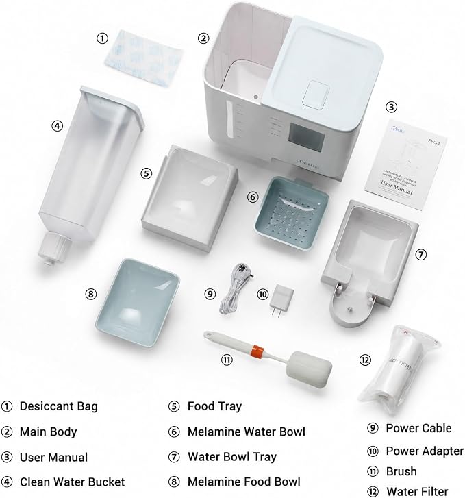 iPettie FW54 5G/2.4GHz WiFi Automatic Feeder and Waterer 2-in-1 Set for Pet | 300 oz Large Capacity for 2 Weeks, APP Scheduling & Alerts, Dual Power Supply, 1 Filter Included, Perfect for Working Parents