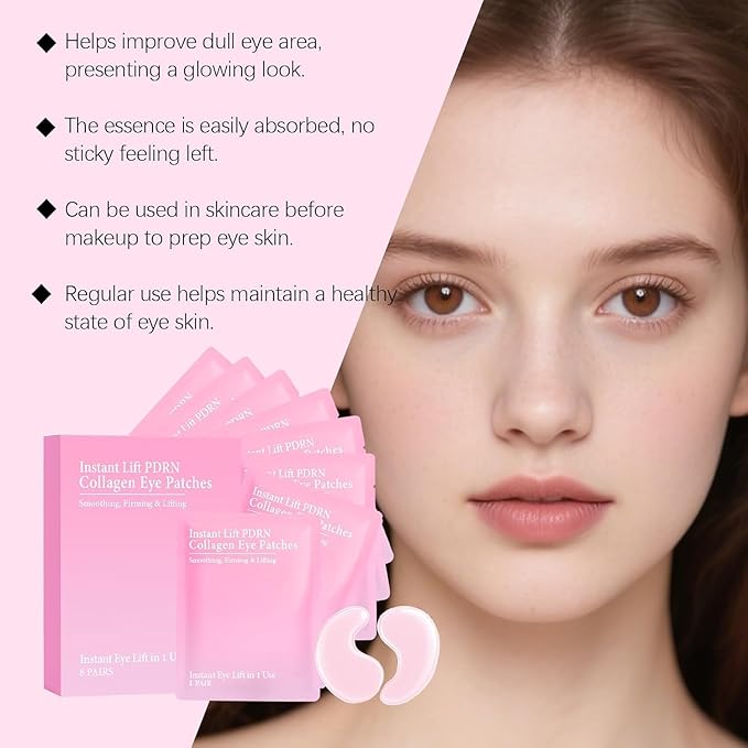 Serene Instalift Pdrn & Collagen Eye Patches, Pdrn Collagen Eye Patches for Puffy Eyes and Dark Circles (1 Box (8 pieces))