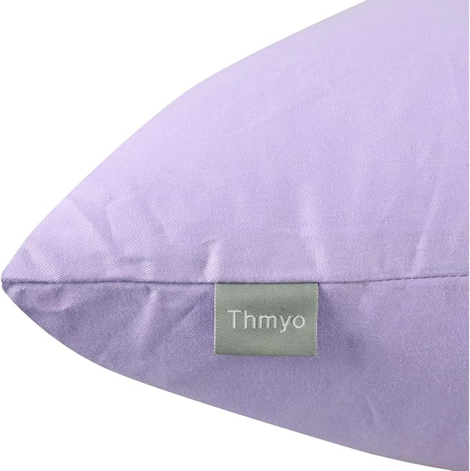 4-Pack 100% Cotton Comfortable Solid Decorative Throw Pillow Case,Thmyo Square Cushion Cover Pillowcase Sublimation Blank Pillow Covers DIY Throw Pillowcase for Sofa(16x16 inch/ 40x40cm,Light Purple)
