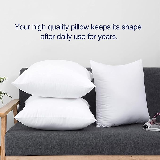 HITO 16x24 Pillow Inserts (Set of 2) - Down Alternative 100% Cotton Cover Decorative Square Throw Pillows White for Couch Bed Sofa