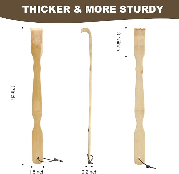 YIMICOO Wooden Bamboo Back Scratcher, 17 Inch Long Handle Back Scratchers for Adults Men Women, with Beautiful Gift Packaging (3 Pack)