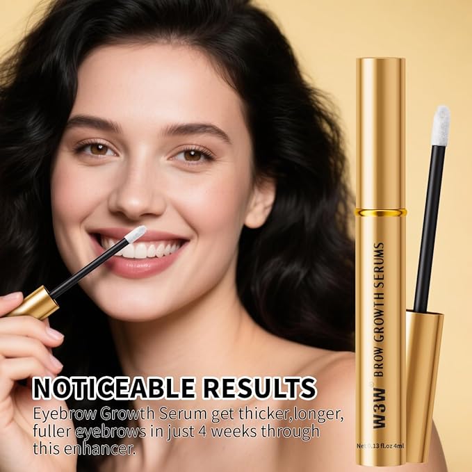 Natural Eyebrow Growth Serum To Grow Brows for Women, Fuller, Thicker, Longer Brows, 4ML Plant Extracts Enhancer, Visible Growth in 4 Weeks, Vegan & Cruelty-Free