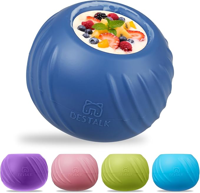 Long-Lasting Dog Lick Toy, Wobbly Dog Enrichment Lick Bowl to Keep Dogs Busy, Interactive Stuffable Dog Treat Feeder for Boredom, Silicone Treat Dispensing Chew Toy(Dark Blue,M)