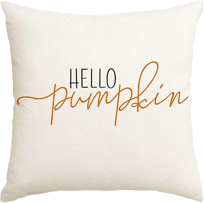 RABUSOFA Fall Pillow Covers 22x22 Inch Fall Decor for Home | Hello Pumpkin Lettering,Indoor Outdoor Use,Harvest Autumn Thanksgiving Decorations for Couch Sofa