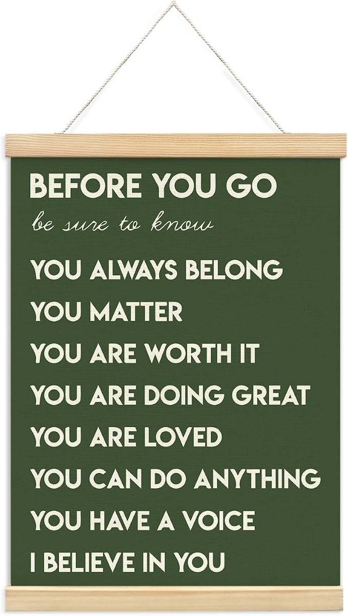foedor Dark Green Health Positive Office Bedroom Classroom Wall Art Decor | Inspirational Therapist Signs Wall Art Decor For Kids Teen Girls Room Playroom Wall Decor Wood Posters Framed, 12x16 Inch