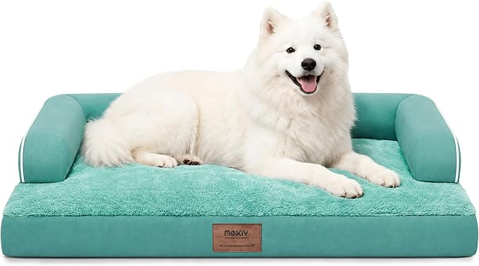 Orthopedic XL Dog Bed with Bolster for Extra Large Size Dogs | Pillow Support for Neck Relief, Egg Crate Foam, Skin-Friendly Surface, Waterproof Liner, Anti-Slip Bottom, 42 x 30 Inch