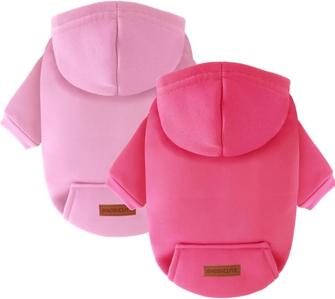 2 Pack Dog Hoodie Warm Hood Dog Sweater Cold Weather Small Dogs Sweatshirt Comfort Pet Clothes for Small Medium Dogs with Pockets Cats Chihuahua Clothes for Male Female Girl Boy Sporty Daily Wear
