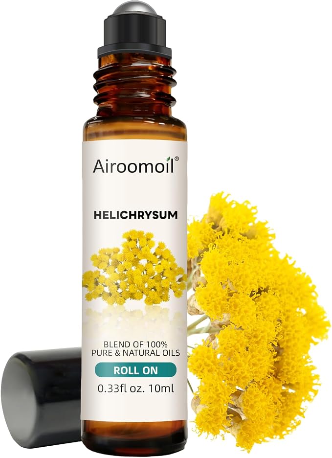Helichrysum Essential Oil Roll On, Pre-Diluted, Portable, 0.33Oz | Ready-to-Use, Soft Honey-Herbal Scent Oil, for Skin, Aromatherapy, Daily Commute, Evening Wind-Down, Relaxing Herbal Aroma
