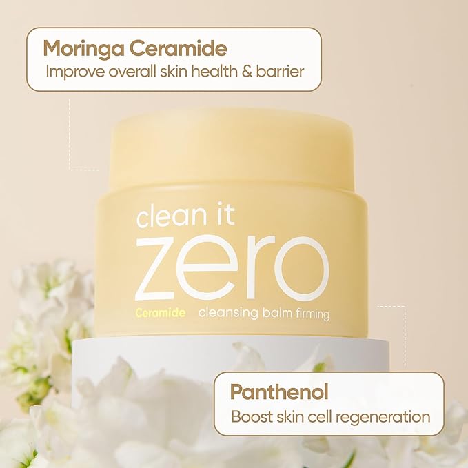 BANILA CO Clean it Zero Firming Cleansing Balm | Korean Makeup Remover, Cleansing Oil to Soothe and Moisturize Skin | Vegan | Made with Moringa Ceramide and Panthenol (100ml/3.38 fl.oz)