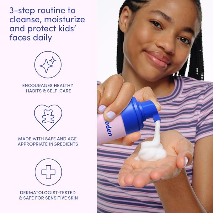 Evereden Daily 1-2-3 Routine Bundle: Clean & Vegan Skin Care Set for Kids - Hydrating & Nourishing Tween Skincare Set with Multi-Vitamin Face Wash, Face Cream, Lotion, & SPF 30 Mineral Sunscreen