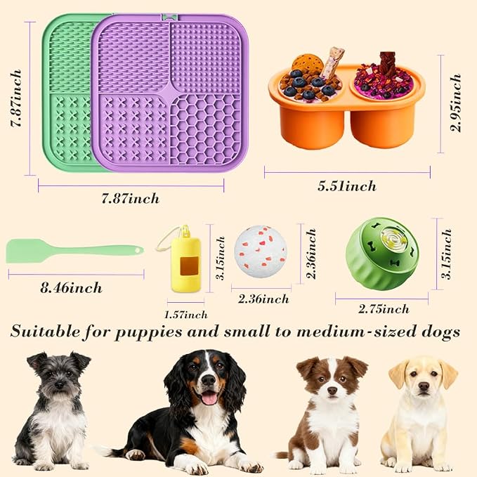 7.87" Dog&Cat Lick Mat with Suction Cup Set,Frozen Treat Toy for Dog