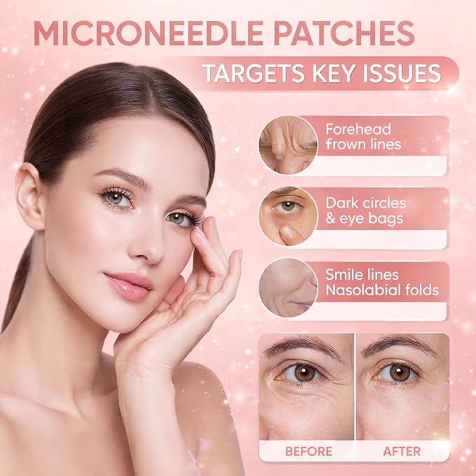 NOVALIFT Micro Eye Patches – Under Eye Patch with Hyaluronic Acid & Collagen for Dark Circles, Smooth Application Forehead & Smile Line Patches for Women (1)