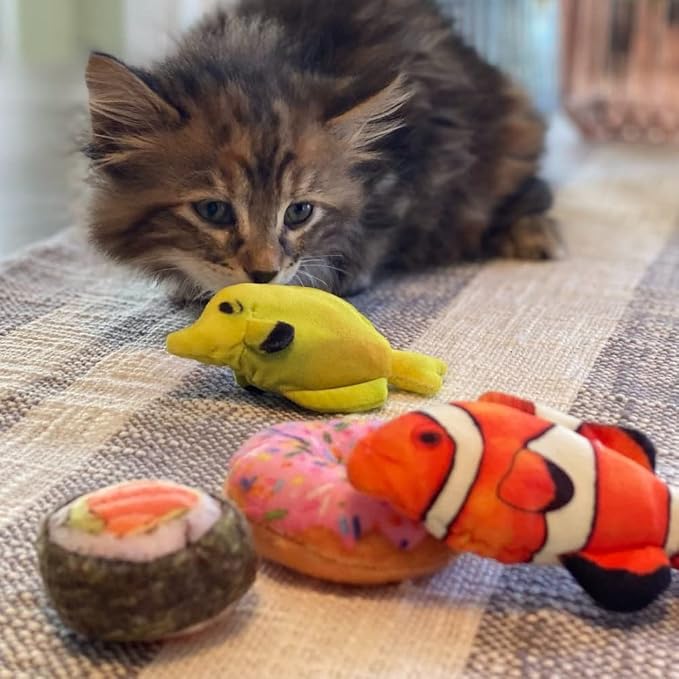 Huxley & Kent Plush Crinkle Catnip Cat Toy, Classic Sushi