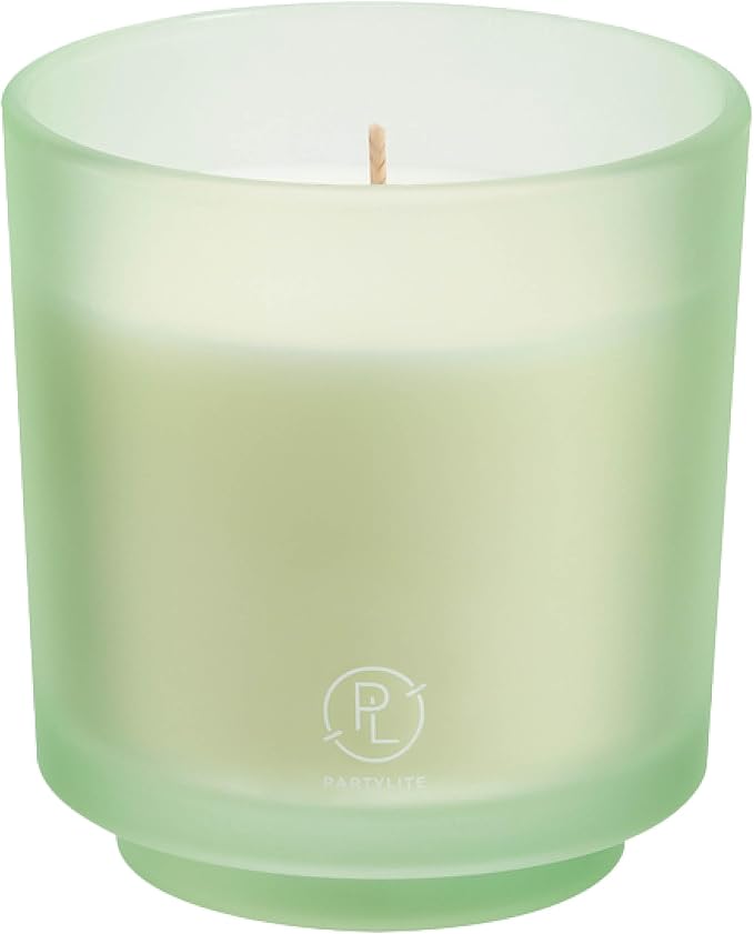 PartyLite Seagrass Eucalyptus Scented, Notes of Eucalyptus, Lemon, Seagrass & Driftwood, 10oz 1-Wick Aromatherapy Refillable Jar Candle, 50 Hour Burn Time, Sustainable Wax, Reusable Jar