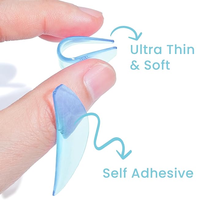 Libeauty 1mm Ultra Thin Flat Lash Lift Shields, Korean Lash Lift Pads for Step 1 Softening Only, Self Adhesive Glueless Silicone Lash Rods with Storage Case, Professional & DIY Supplies, Blue